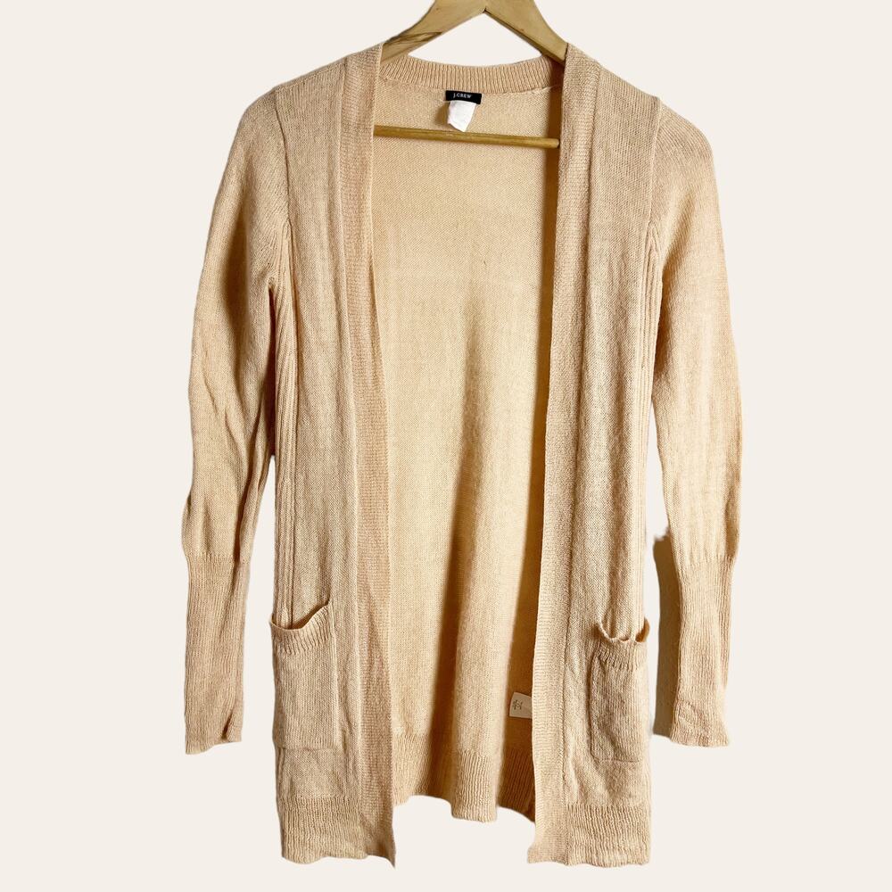 J.Crew Dulphine Beige Wool Blend Knit Open Front Cardigan Sweater Size S